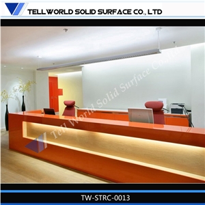 2017 Tw High Gloss Solid Surface Tall Reception Desks