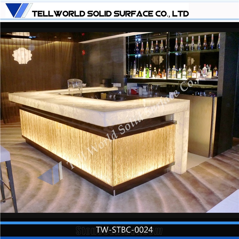Commercial Artificial Stone Illuminated Bar Counter