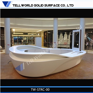 Customized Acrylic Solid Surface High Quality Lobby Curved Reception Desk by Tell World