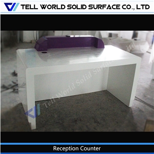 Customized Simple L Shape White Salon Reception Desk