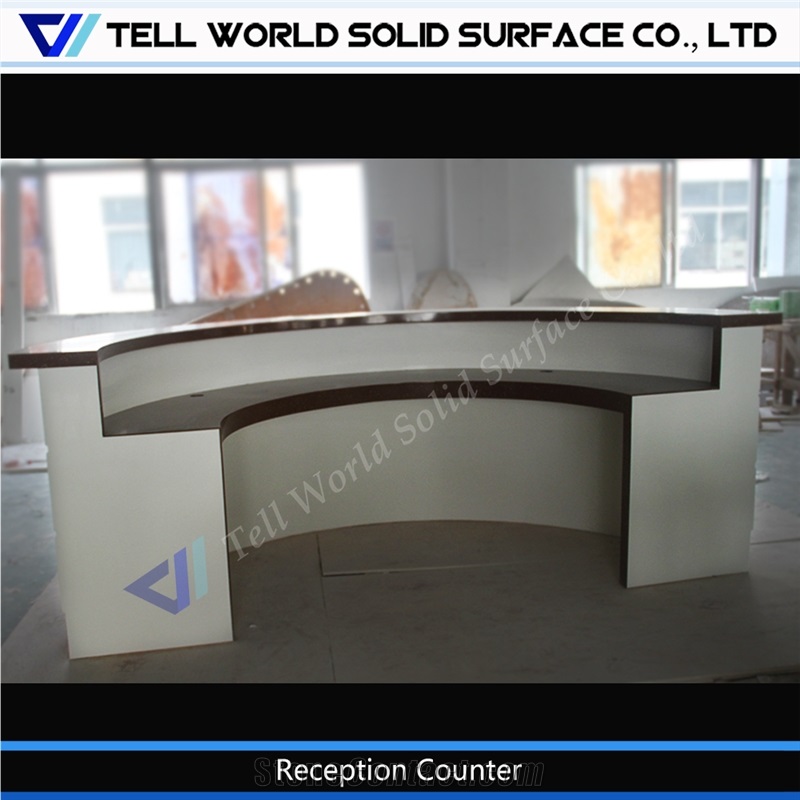 Golden Restaurant Reception Desk Furniture Manufacturer Solid Surface Circular Restaurant Reception Desk