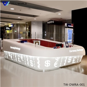 Hotel Long Shape Reception Desk/Solid Surface Lobby Reception Counter