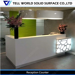 Modern&Minimalism Lighting up Acrylic Solid Surface Boutique Reception Desk