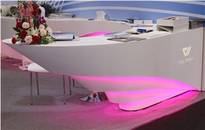 Modern Pure Acrylic Solid Surface Led Light Reception Counter Desk Furniture
