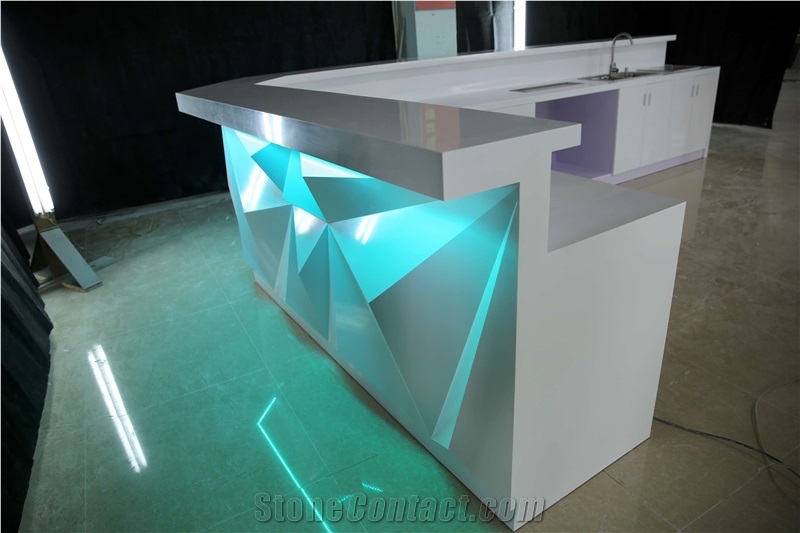 New Diamond Design Bar Counter High Gloss Solid Surface Bar for Restaurant