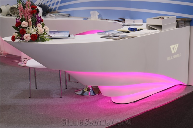 Top Quality Elegant Modern Reception Desk/Luxury Led Reception Desks/Curved Reception Counter