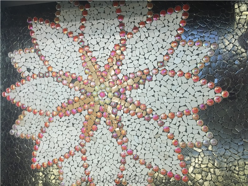 Flower Design Glass Mosaic Tile, Mix-Material Mosaic Tile for Wall & Floor, Direct from China Factory, Good Quality with Good Price