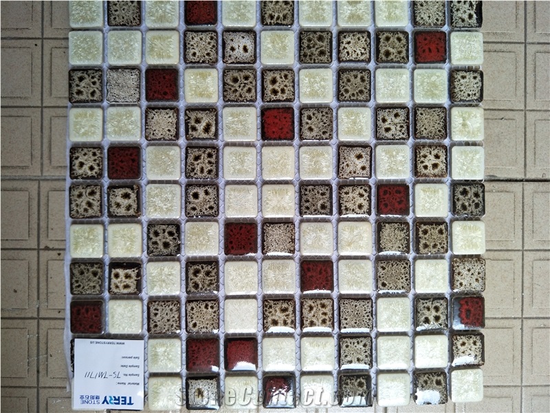 Mesh Mounted Ceramic Mosaic Mixed Color Square Wall Mosaic Tile Ceramic Mosaic Tile Mosaic Pattern for Interior Decor