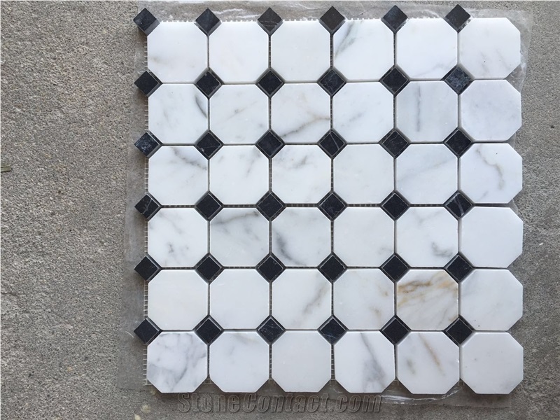 New Design Marble Mosaic Tile, Natural Stone Mosaic, White Marble Mosaic Tile, Polished Surface, Garden & Balcony Marble and Glass Mosaic Tile, Kitchen Mosaic