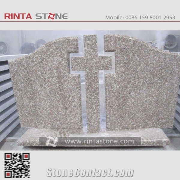 G664 Monuments Tombstone Headstone Cherry Brown Granite Gravestone Western Style Monument Double Monuments Upright Monuments Cross Style Tombstones Custom Headstone Luoyuan Red Granite Engraved Tombst