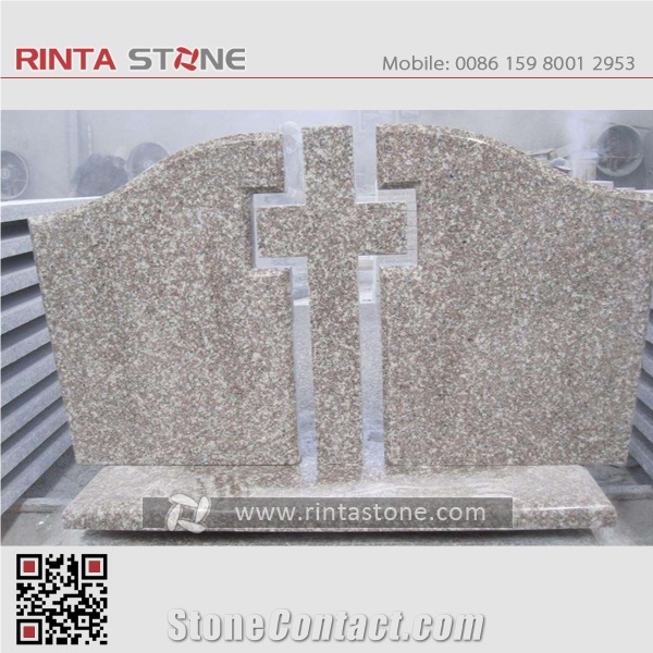 G664 Monuments Tombstone Headstone Cherry Brown Granite Gravestone Western Style Monument Upright Monuments Custom Headstone Luoyuan Red Granite Engraved Tombstone