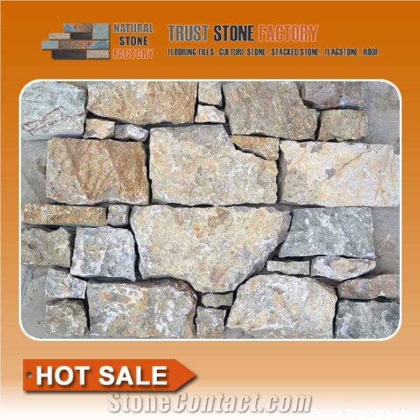 Beige Exteria Stacked Stone,Quartzite Natural Stacked Stone Wallpaper,Faux Stacked Stone Panels