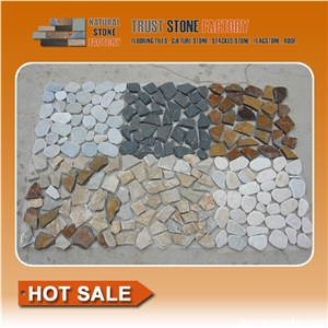 Beige Pebble Mosaic Tile,Grey Brown River Rock Mosaic,River Stone Tile,Natural River Stone Mosaic for Wall Covering&Flooring