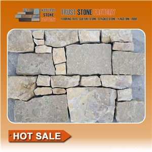 Beige Quartzite Stone Wall Panels,Natural Stone Wall Tile,Exterial Stone Wall Cladding