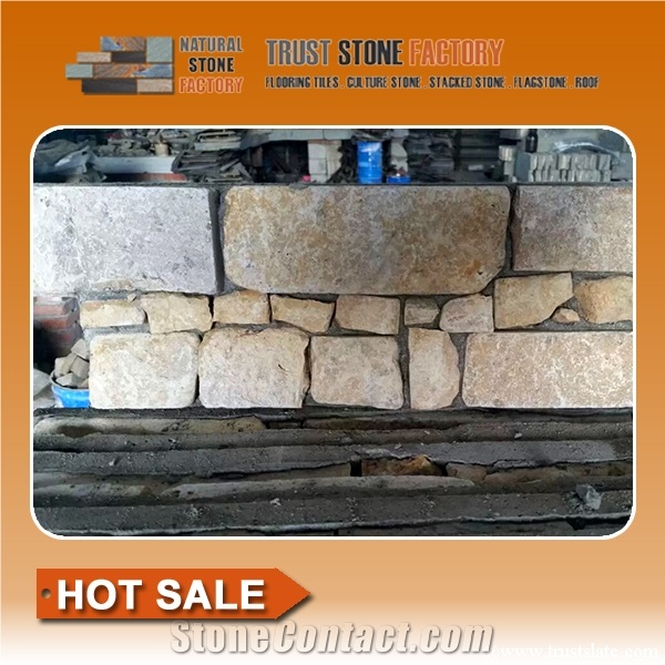 Beige Quartzite Stone Wall Tile,Natural Stone Wall Cladding,Cheap Stone Retaining Wall