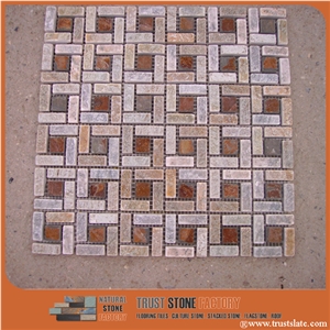 Beige Rusty Quartzite Mosaic Tile,Micro Mosaic Pattern,Rusty Mosaic Flooring,Mosaic Wall Tiles,Bathroom&Kitchen&Hotel Decoration,Swimming Pool Mosaic,Elevator Mosaic
