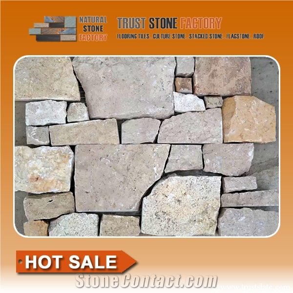 Beige Stacked Stone Veneer,Quartzite Stacked Stone Panels,Natural Stone