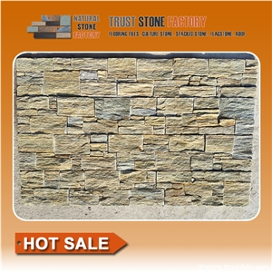 Beige Stone Wall Panels,Quartzite Dry Stone Wall Construction,Landscape Stone Wall from China