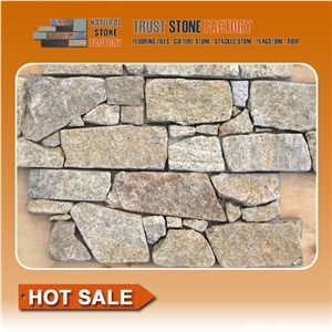 Beige Stone Wall Panels,Quartzitestone Wall Tile,Stone Wall Cladding,Stone Retaining Wall