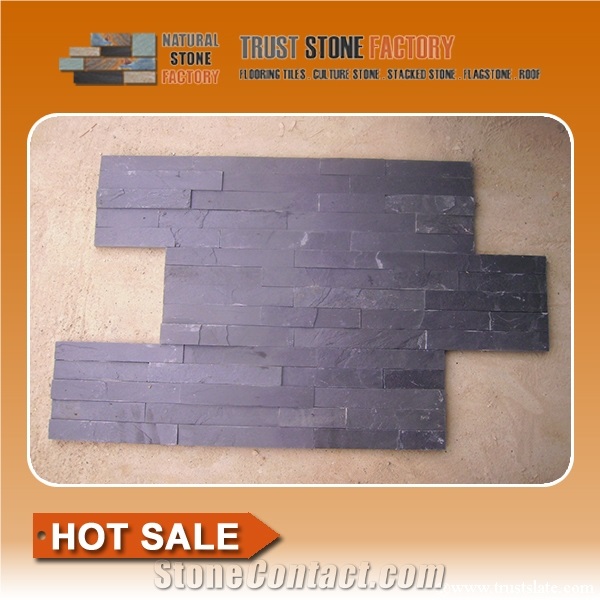 Black Slate Cultured Stone, Wall Panel, Split Face Wall Cladding