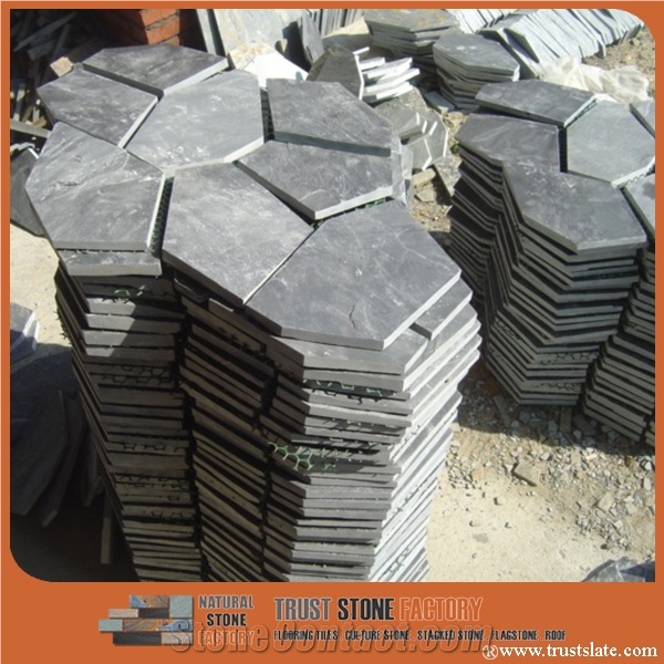 Black Slate Flagstone, Grey Net Paste Slate, Black Crazy Stone Paving, Blue Flagstone Wall Covering
