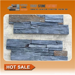 Black Stacked Stone Tile,Cheap Natural Stacked Stone Veneer,Quartzite Stacked Stone Panels