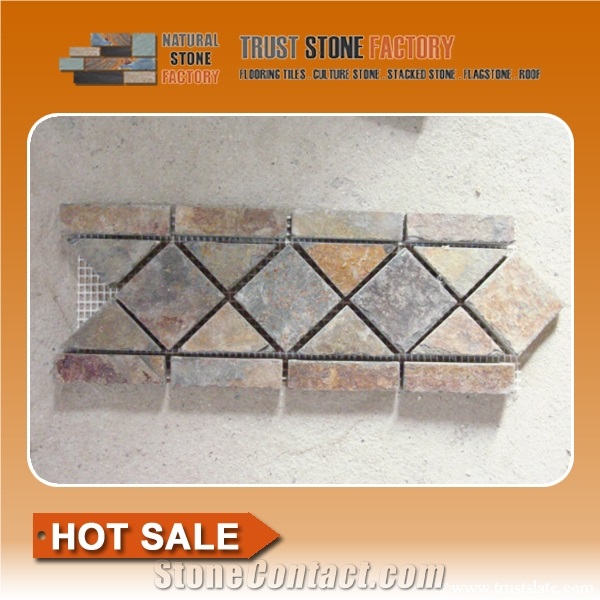Brown Mosaic Tiles,Rusrty Mosaic Border Line,China Composited Mosaic Tiles for Wall & Floor Covering