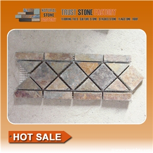 Brown Mosaic Tiles,Rusrty Mosaic Border Line,China Composited Mosaic Tiles for Wall & Floor Covering