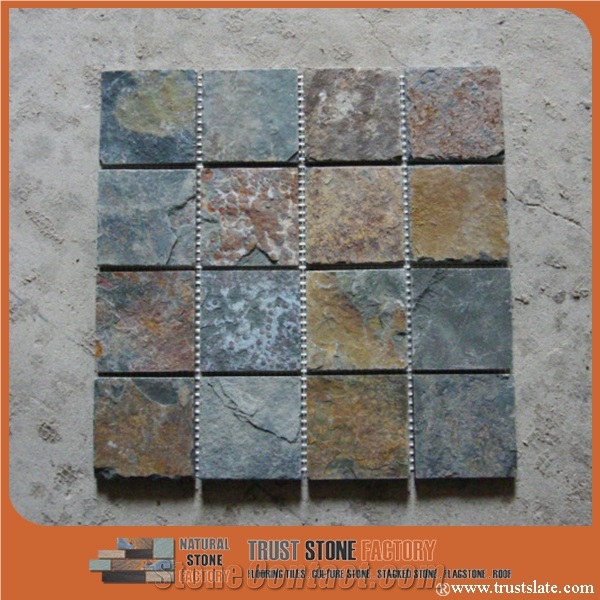 Brown Quartzite Mosaic Tile,Square Stone Mosaic,Wall Mosiac,Garden & Balcony Mosaic,Kitchen Mosaic, Elevator Mosaic,Swimming Pool Mosaic,Cultured Stone