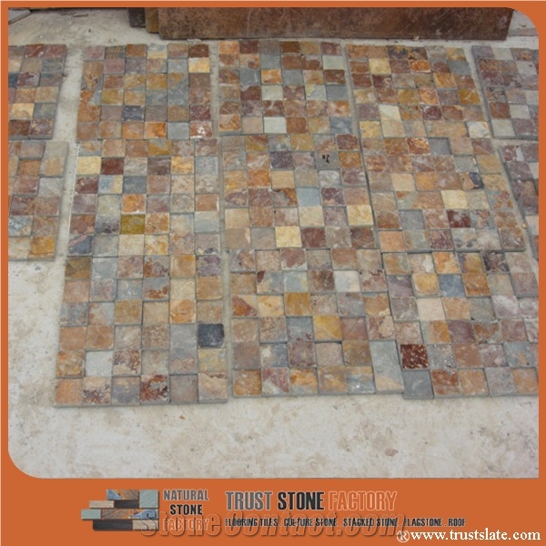 Brown Rusty Copper Quartzite Mosaic Tile,Wall Mosiac,Garden&Balcony Mosaic,Kitchen Mosaic,Elevator Mosaic,Wall Mosiac,Swimming Pool Mosaic,Cultured Stone,Interior Decoration