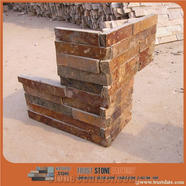 Brown Slate Cultured Stone Veneer Ledge Stone Walling Panel, Culture Stone Slate Veneer,Ledge Stone Corner