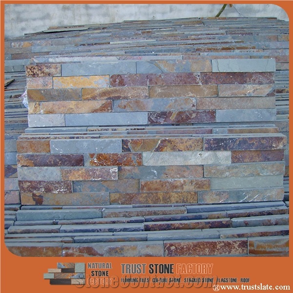Brown Slate Stone Rusty Cultured Stone,Natural Surface for Wall Decoration,Rusty Stone Veneer