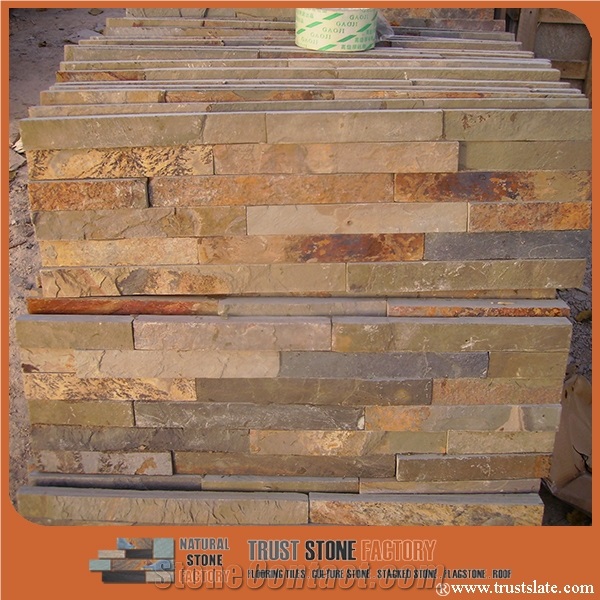 Brown Slate Stone Rusty Cultured Stone,Natural Surface for Wall Decoration,Rusty Stone Veneer