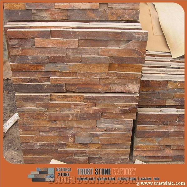 Building Stone Slate Wall Decoration, Brown Slate Cultured Stone