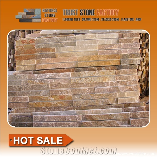 Cheap China Beige Brown Quartzite Cultured Stone for Wall Cladding Decor, Ledge/Loose Stone Feature Wall, Natural Building Stone Wall Decoration, Thin Stone Veneer