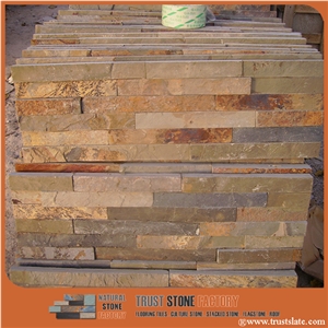 Cheap China Popular Rusty Brown Slate Cultured Stone for Wall Cladding Decor, Loose/Corner/Ledge Stone/Fieldstone for Garden, House Exterior Decoration, Quarry Owner