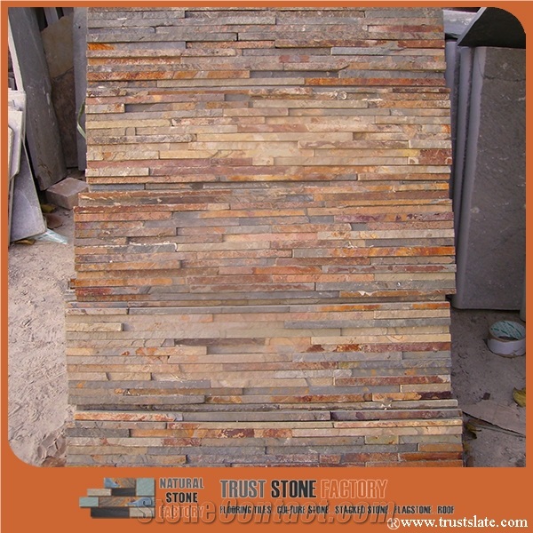 Cheap China Popular Rusty Brown Slate Cultured Stone for Wall Cladding Decor,Thin Stone Veneer, Loose/Corner/Ledge Stone/Fieldstone for Garden, House Exterior Decoration