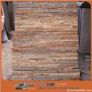 Cheap China Popular Rusty Brown Slate Cultured Stone for Wall Cladding Decor,Thin Stone Veneer, Loose/Corner/Ledge Stone/Fieldstone for Garden, House Exterior Decoration