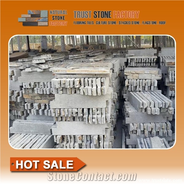Cheap Exteria Stacked Stone,Beige Quartzite Stone Wall Landscaping,Natural Stone Wall Cladding