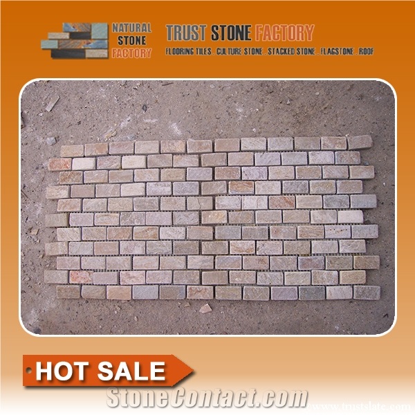 China Beige Quartzite Mosaic,Brown Linear Strips Mosaic,Wall&Floor Mosaic,Natural Quartzite Stone Mosaic,Interior Stone Mosaic Tiles,Bathroom&Kitchen&Hotel Decoration