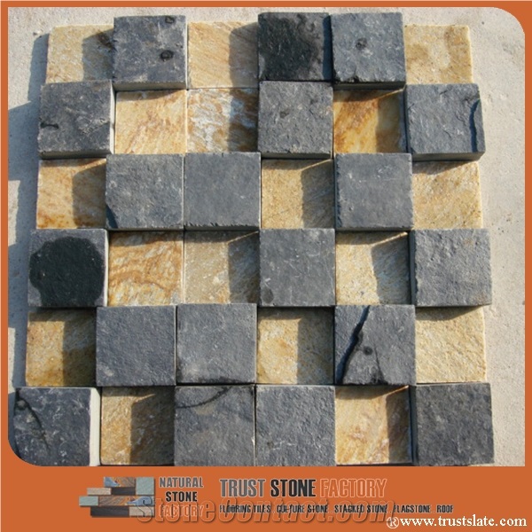 China Black Quartzite Mosaic Tiles,Natural Stone Mosaic,Stone Mosaic Pattern,Wall Mosaic,Floor Mosaic,Interior Decoration,Mosaic Tile for Bathroom & Kitchen & Hotel Decoration