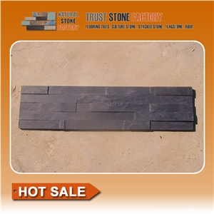 China Black Slate Stacked Stone Veneer Feature Wall Cladding Panel Ledge Stone Split Face Mosaic Tile Building Landscaping Interior & Exterior Decor Natural Culture Stone
