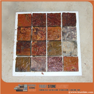 China Brown Quartzite Mosaic Tiles,Natural Stone Mosaic,Copper Stone Mosaic Pattern,Wall Mosaic,Floor Mosaic,Interior Decoration,Mosaic Tile for Bathroom & Kitchen & Hotel Decoration