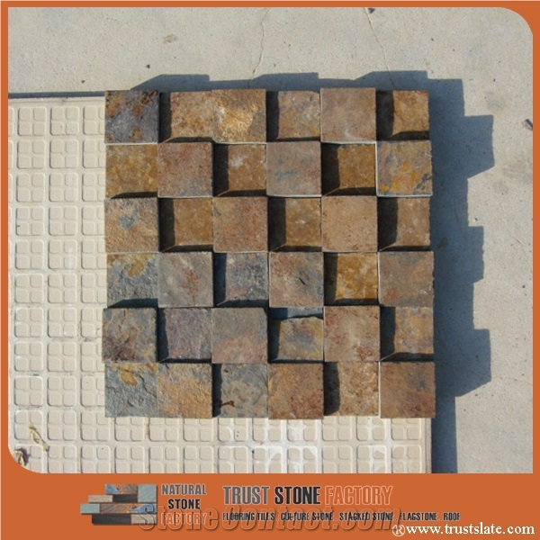 China Brown Quartzite Mosaic Tiles,Natural Stone Mosaic,Copper Stone Mosaic Pattern,Wall Mosaic,Floor Mosaic,Interior Decoration,Mosaic Tile for Bathroom & Kitchen & Hotel Decoration