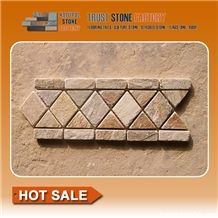 China Golden Riven Quartzite Mosaic,Desert Split Face Wall Mosaic,Sunset Floor Mosaic,Autumn Rose Mosaic Pattern,Multicolor Mosaic Tiles,Natural Copper Rust Stone Mosaic