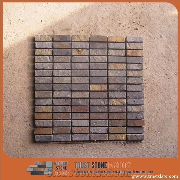 China Grey Brown Quartzite Mosaic,Split Face Wall Mosaic,Floor Mosaic,Natural Quartzite Stone Mosaic,Dark Grey Quartzite Mosaic Pattern, Interior Stone Mosaic Tiles,Bathroom&Kitchen&Hotel Decoration