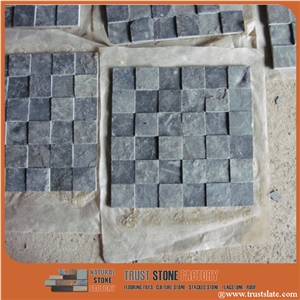 China Grey Quartzite Mosaic Tiles,Square Stone Mosaic,Natural Stone Mosaic,Stone Mosaic Patterns,Wall Mosaic,Floor Mosaic,Interior Decoration,Mosaic Tile for Bathroom&Kitchen&Hotel Decoration