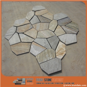 China Popular Cheap Grey Irregular Crazy Paving Flagstone for Walkway, Road Paving Stone, Driveway, Natural Paving Stone Decoration for Garden, House Exterior Wall