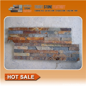 China Rusty Slate Culture Stone Walling Corner Stone, Natural Yellow Slate Walling