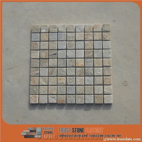 Chinese Gray and Yellow Tumbled Mosaic Pattern,Cheap Price Hot Sale Walling Mosaic Tiles,Brick Mosaic